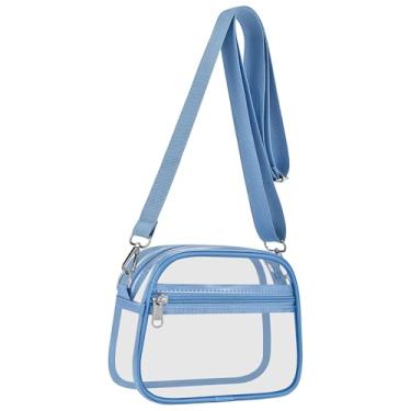 Imagem de USPECLARE Bolsa transparente para eventos em estádios, bolsas transparentes para fãs de esportes, bolsa transversal transparente para shows e festivais, Azul-celeste, Small
