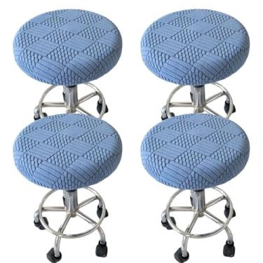 Imagem de Conjunto de 4 capas de almofada de banco redondas para cadeiras de jantar, à prova de poeira, lavável para cozinha, casamentos, banquetes, reuniões de negócios, celebrações, azul