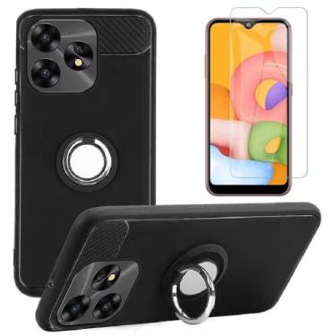 Imagem de HANAIETTE BLU G54 Capa de telefone e protetor de tela, [suporte magnético para carro] [moda] capa de proteção de TPU macio e protetor de tela para BLU G54 (preto)