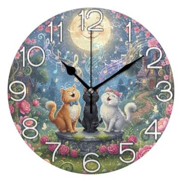 Imagem de GAIGEO Relógio de parede analógico decorativo estético silencioso sem tique-taque relógio de cozinha fofo, decoração de parede retrô moderna art déco, número de relógio branco com Kedu, 25 cm