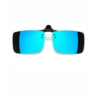 Imagem de Clip on Óculos de sol feminino masculino sem aro Flip Up Sunnies Shades SY6173, Lente espelhada azul
