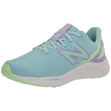 Imagem de New Balance Tênis de corrida infantil unissex Fresh Foam Arishi V4 com cadarço, Alvejante azul/verde aura/lilás brilhante, 6.5 Big Kid