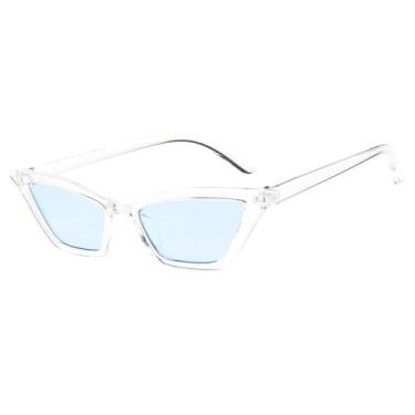 Imagem de Óculos de Sol gatinho de armação pequena, cor jelly, unissex, proteção UV400, ideais para esportes ao ar livre como corrida e ciclismo, na cor azul transparente.