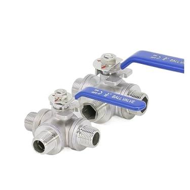 Imagem de 1/5.1 cm 3/10.2 cm rosca macho válvula de esfera 3 vias DN15 DN20 aço inoxidável 304 válvula manípulo válvulas L T porta (tipo G-l, 0,75 polegadas)