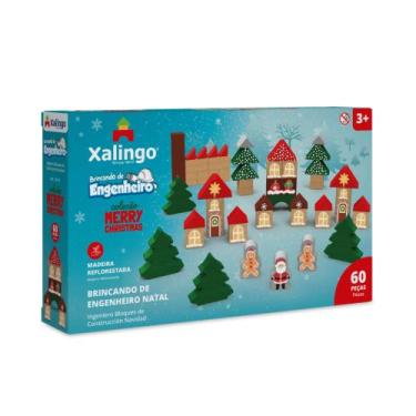 Imagem de Blocos de Montar de Madeira Brincando de Engenheiro Natal 60 Peças Xal