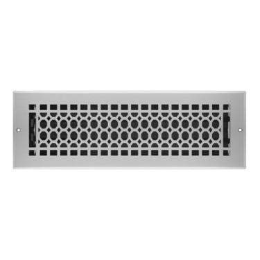 Imagem de Naiture Registro de parede de aço inoxidável, capa de ventilação resistente à ferrugem, amortecedor ou alavanca de metal, ventilação de parede de grade estilo favo de mel (níquel escovado, 10 cm x 35