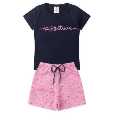 Imagem de Conjunto Infantil Verão Menina Positive! - Azul Marinho, 12