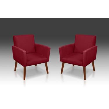 Imagem de Kit 02 Poltrona Nina Suede Vermelho-Modena Decor  - CASA DA POLTRONA