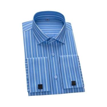 Imagem de Camisa Modal Masculina Slim Fit Com Punhos Franceses, Manga Longa, Lis