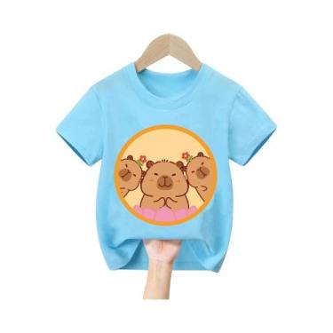 Imagem de Camiseta Infantil De Manga Curta Com Estampa De Capivara Fofa Para Men