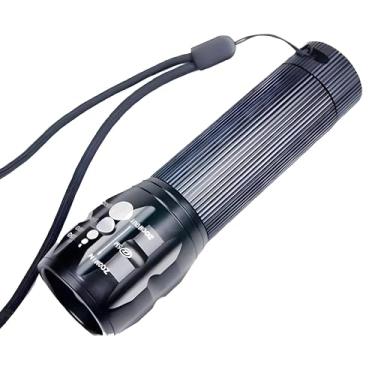 Imagem de Mini Lanterna Tática LED Profissional Com Zoom e Foco Ajustável e Strobo - Resistente a Água e Quedas Para Camping, Trilhas, Caça e Pesca, Emergência (3 Modos - Luz Forte, Fraca e Pisca de Alerta)