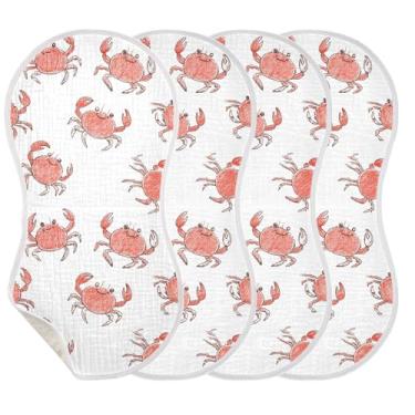 Imagem de Wassud Lindos panos de musselina vermelha para arrotos para bebês, pacote com 4, babadores de algodão, toalhas de rosto absorventes e macios para arrotos para meninos e meninas recém-nascidos