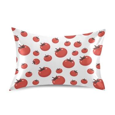 Imagem de Wassud Fronha de cetim Red Tomatoes para cabelo e pele, fronhas de seda lisa, tamanho queen, respirável, com fecho de envelope