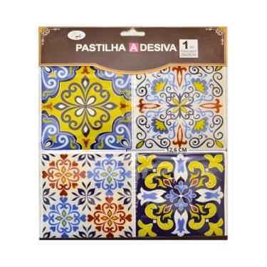 Imagem de Papel De Parede Auto Adesivo Para Cozinha Azulejo Português - 4 Adesivos 13x13 resinado (Opção 1)