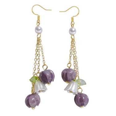 Imagem de Brincos femininos com pingente de flor, borboleta, folha, floral, declaração de fada, verão, refrescante, beira-mar, idílico, férias, dia dos namorados, joias presentes, Long tassels, Latão Acrílico