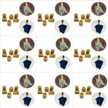 Imagem de KIT 100 Porta Guardanapo Bambu Natural Rustico Argola - ONYX,  Bege