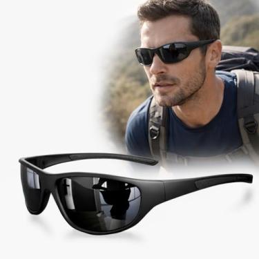 Imagem de Óculos De Sol Pescaria Polarizado Trilhas Corrida Esportivo (Preto)