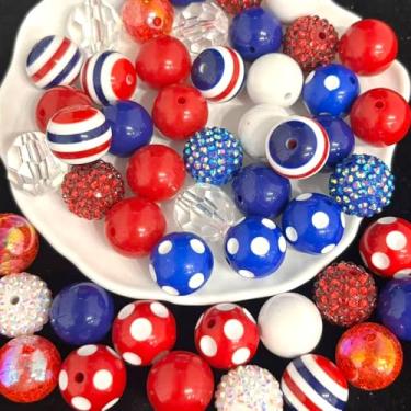 Imagem de Sqqzuie 50 peças de contas de chiclete de 20 mm, contas grandes para fazer joias, contas redondas grossas para artesanato, caneta, chaveiro, pulseiras, contas para colar de cachorro e gato