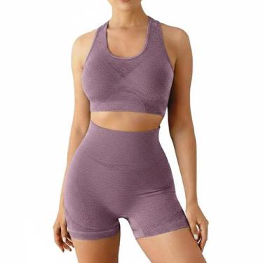 Imagem de Conjunto Academia Fitness Levanta Bumbum Roxo - Generico