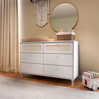 Imagem de Cômoda Rattan 6 Gavetas - Branco