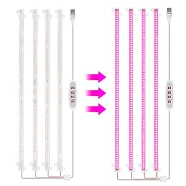 Imagem de Fitas de Luz Crescimento Plantas LED 8W 168LED Lâmpada Brilhante com Timer 12H 16H 5 Níveis Brilho Ajustáveis para Estufa Hidroponia Succulenta 4 Barras