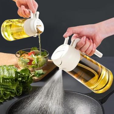 Imagem de Pulverizador de óleo de 473 ml para cozinhar, garrafa dispensadora de azeitona 2 em 1 para utensílios de cozinha, borrifador de óleo de vidro premium de 470 ml, névoa de óleo de grau alimentício para
