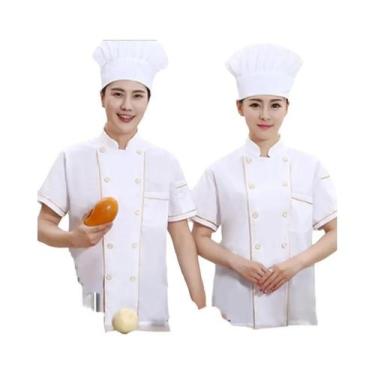 Imagem de Uniformes De Chef De Manga Curta Para Homens E Mulheres, Roupas De Tra
