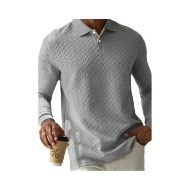 Imagem de Camisa Polo Casual De Manga Longa Para Homens, T-Shirt De Moda De Alta
