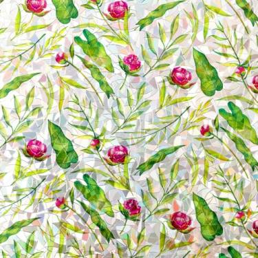 Imagem de Película de privacidade para janela arco-íris, 3D, floral, decorativa, vitral, antiUV, não adesiva, reutilizável, 44,5 x 199,9 cm, para sala de casa, carro, vidro aderente