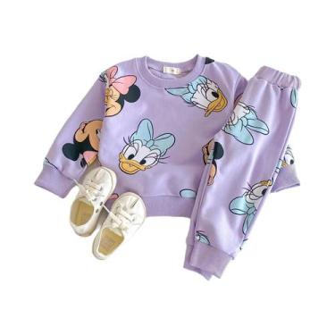 Imagem de Conjunto De Moletom Infantil Minnie Para Meninas Com Manga Longa, Moda