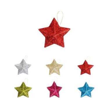 Imagem de Enfeites De Natal Em Forma De Estrela Com Glitter Dourado, Pendentes P