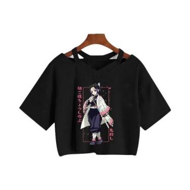 Imagem de Camiseta Feminina Demon Slayer Nezuko Kimetsu No Yaiba Crop Top Tanjir