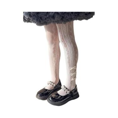 Imagem de Meias De Rede Para Meninas Com Laço E Corações, Meias De Malha Para Cr