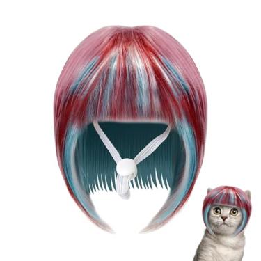Imagem de Peruca para animais de estimação | Peruca colorida para gatos e cães, acessórios para cabeça de animais de longa duração antiderrapante para cosplay de personagens, Halloween, reunião de família
