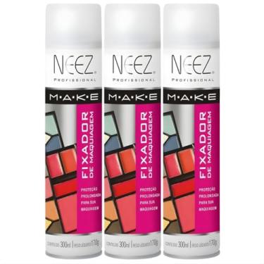 Imagem de Kit 3X Fixador De Maquiagem Profissional Neez Spray Alta Duração Proteção Hidratante 300ml