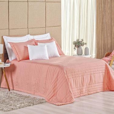 Imagem de Kit Cobre Leito Colcha Dobby King 3 Peças Matelado 180 Fios - Goiaba