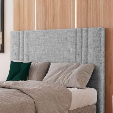 Imagem de Cabeceira Estofada Casal 140 Cm Diamante Linho Cinza