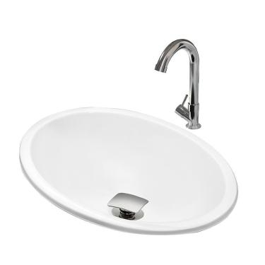 Imagem de Cuba Pia Banheiro Sophia Torneira Dl04 Valvula Inox Click Branco