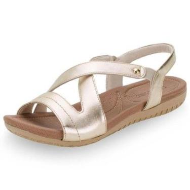 Imagem de Sandália Feminina Salto Baixo Usaflex - R1804 - Bronze - 34-Feminino