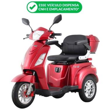 Imagem de Triciclo Elétrico Eko-10 Vermelho 1000W Tração Reduzida - Não precisa de CNH