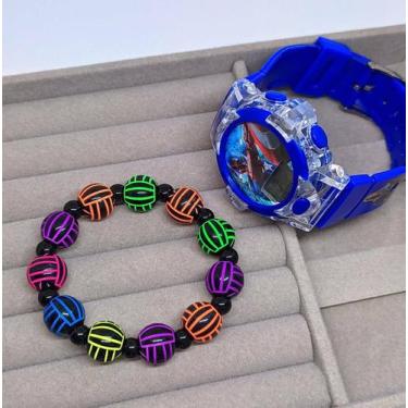 Imagem de kit Relógio Infantil Digital Pisca Luz Led Toca Musica Personagens Sup