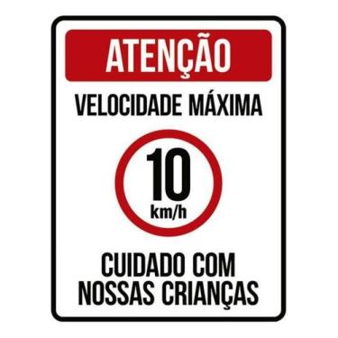 Imagem de Kit 3 Placas Velocidade Máxima 10Km Crianças 27X35 - Sinalizo