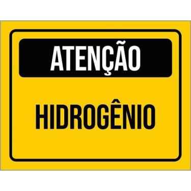 Imagem de Kit 3 Placa Acm De Atenção Cuidado Hidrogênio 18X23 Branco - Sinalizo