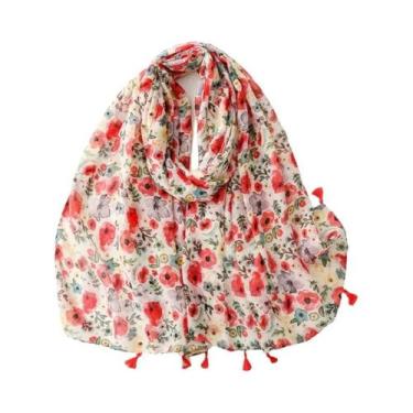 Imagem de Cachecol Aztec Paisley Floral Com Franjas, Viscose, Pashmina, Hijab 18