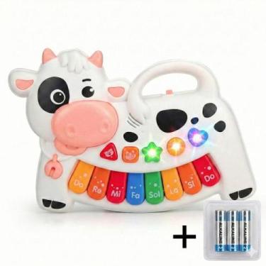 Imagem de Teclado Infantil Piano Vaquinha Interativo Didático Com Luzes E Sons -