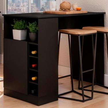 Imagem de Bancada de Cozinha Genialflex Romana Porta Adega Preto Fosco