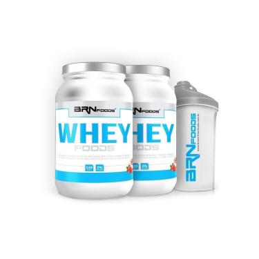 Imagem de Kit Whey Foods 900 g - BR Nutrition Foods - c/ 2 unidades + Coqueteleira-Unissex