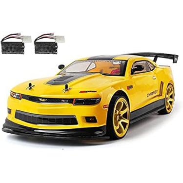 Imagem de KRASS Carro RC para Adultos e Crianças, Amarelo, 70 km/h, 1/10 Escala, Controle Remoto 2.4 GHz, Brinquedo de Carro de Corrida com Duas Baterias, Presente para Crianças e Adultos Unissex