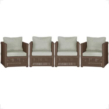 Imagem de Kit 4 Poltronas Madri Estofado Marrom Trama Original