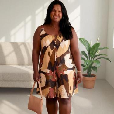 Imagem de Pantacourt Macacão Plus Size Estampado Confortável Soltinho Tamanho:GC